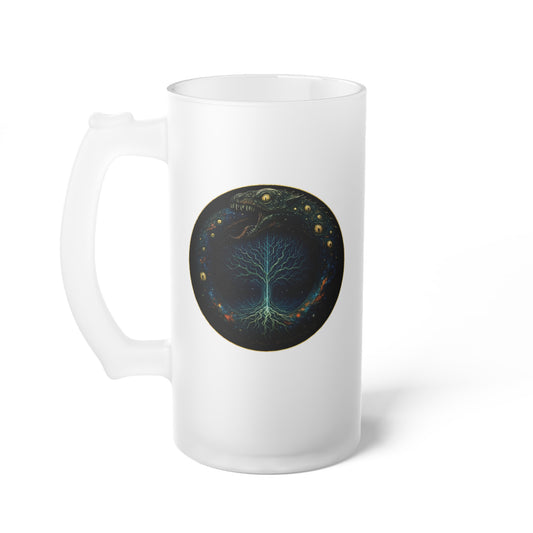 Cosmic Ragnarök Frosted Glass Beer Mug